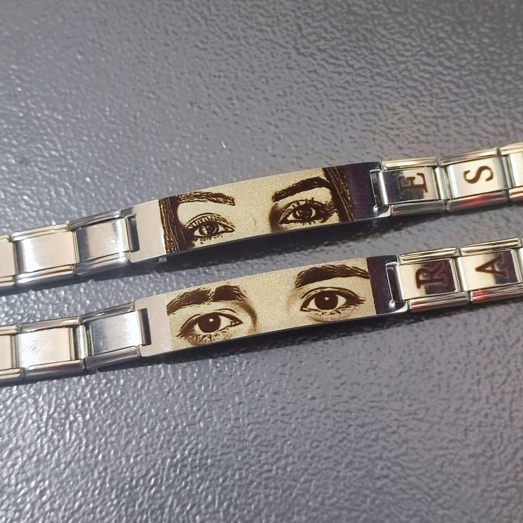 Kişiye Özel Göz Resimli Çelik İtalyan Charm Bileklik