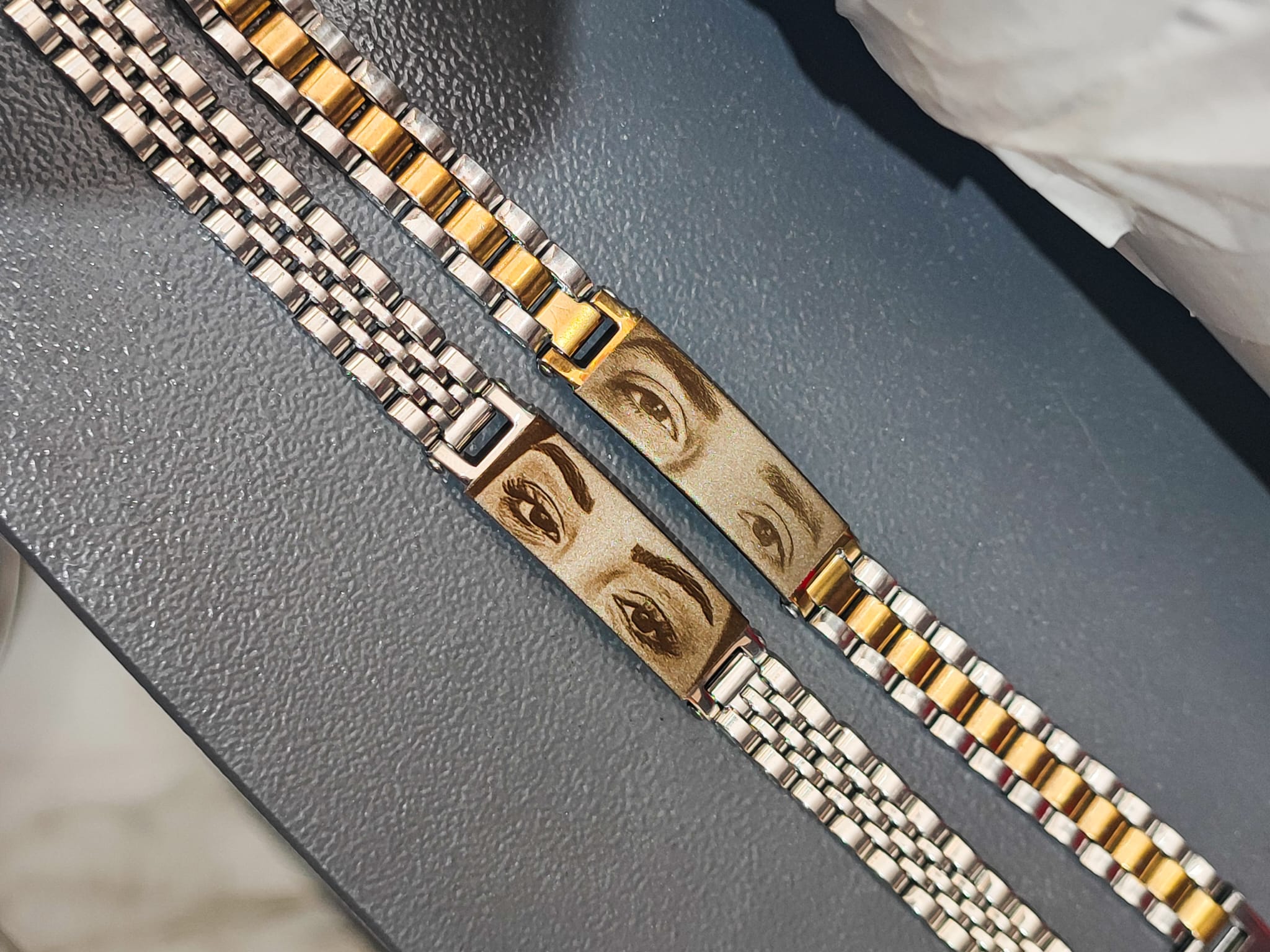 Kişiye Özel Göz Resimli Rolex Zinciri Çelik Bileklik